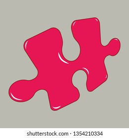 Part of the puzzle. Red with highlights, isolated. Vector