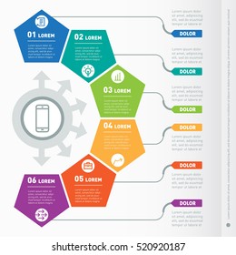 Part Of The Report With Icons Set. Vector Infographic Of Technology Or Education Process. Business Concept With Six Options. Web Template Of A Chart, Diagram Or Presentation On Light Background.