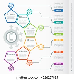 Part Of The Report With Icons Set. Vector Infographic Of Technology Or Education Process. Business Concept With Six Options. Web Template Of A Chart, Diagram Or Presentation On Light Background.