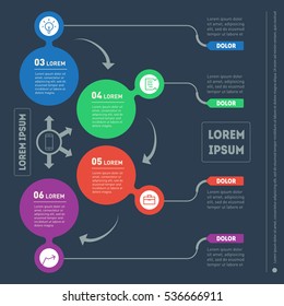 Part of the report with icons set. Vector infographic of technology or education process. Business concept with four options. Web Template of a chart, diagram or presentation on dark background.