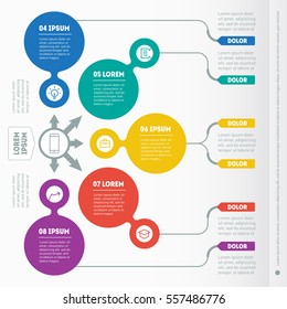 Part of the report with icons set. Vector infographic of technology or education process. Business concept with 5 options. Web Template of a infochart, diagram or presentation on light background