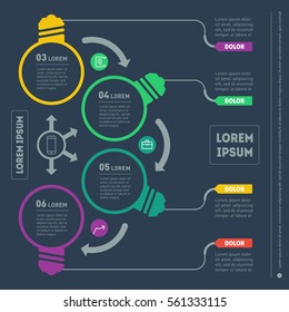 Part of the report with icons set. Vector infographic of technology or education process. Business concept with 4 options. Web Template of a infochart, diagram or presentation with lamps