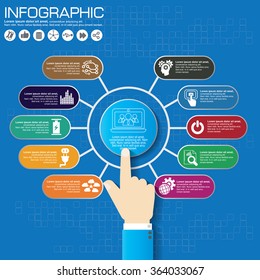 Part of the report with logo and icons set. Business concept with five options. Vector infographic of technology or education process. Web Template of a pyramidal chart, diagram or presentation.