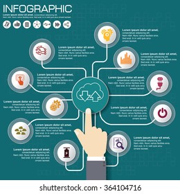 Part of the report with logo and icons set. Business concept with five options. Vector infographic of technology or education process. Web Template of a pyramidal chart, diagram or presentation.