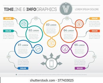 Part of the report with logo and icons set. Business concept with five options. Vector infographic of technology or education process. Web Template of a pyramidal chart, diagram or presentation.