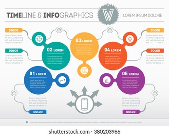 Part of the report with logo and icons set. Business concept with five options. Vector infographic of technology or education process. Web Template of a pyramidal chart, diagram or presentation.