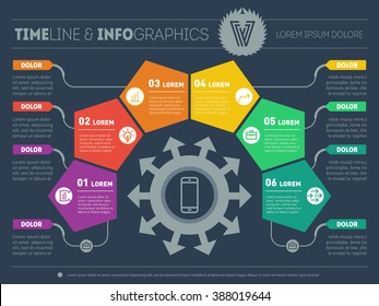 Part of the report with logo and icons set. Vector infographic of technology or education process. Business concept with six options. Web Template of a pyramidal chart, diagram or presentation.