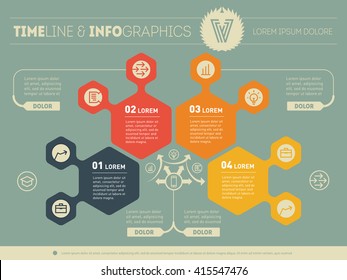 Part of the report with logo and icons set. Vector infographic of technology or education process. Business concept with 4 options. Web Template of a chart, diagram or presentation.