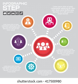 Part of the report with logo and icons set. Business concept with five options. Vector infographic of technology or education process. Web Template of a pyramidal chart, diagram or presentation.