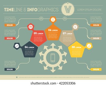 Part of the report with logo and icons set. Vector infographic of technology or education process. Business concept with five options. Web Template of a chart, diagram or presentation.