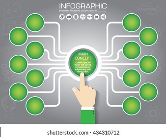 Part of the report with logo and icons set. Business concept with five options. Vector infographic of technology or education process. Web Template of a pyramidal chart, diagram or presentation.