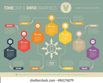 Parte del informe con el logotipo y el conjunto de iconos. Infografía vectorial de tecnología o proceso educativo. Concepto de negocio con siete opciones. Plantilla web de un gráfico, diagrama o presentación piramidal.