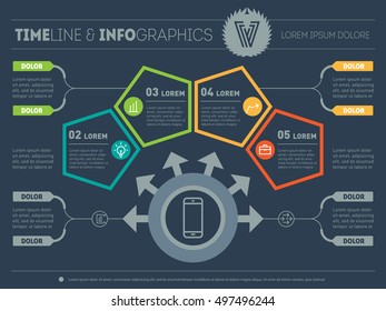 Part of the report with logo and icons set. Vector infographic of technology or education process. Business concept with four options. Web Template of a chart, diagram or presentation.