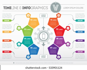 Part Of The Report With Logo And Icons Set. Vector Infographic Of Technology Or Education Process. Business Concept With Eight Options. Web Template Of A Circle Infochart, Diagram Or Presentation.