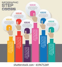 Part of the report with logo and icons set. Business concept with five options. Vector infographic of technology or education process. Web Template of a pyramidal chart, diagram or presentation.