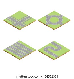 Part of the road highway isometric element. Road for transport and highway cartography plan, vector illustration