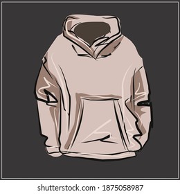 Part of a set about sportswear. Beige hoodie and sweatpants. A set of basic wardrobe items. Fashion collection advertising. Vector isolated images.