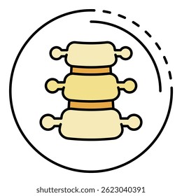 Part of spine icon. Outline part of spine vector icon color flat isolated on white