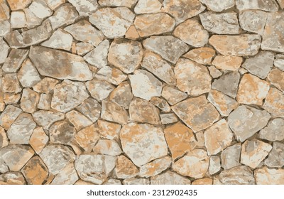 Part of a stone wall, for background or texture. Vector illustration