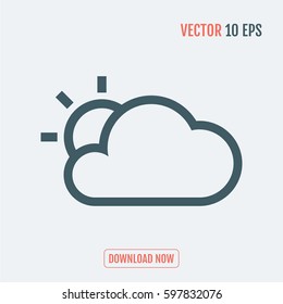  part sunny cloud vector icon weather forecast