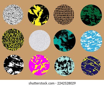  part texture in circle shape set ,vector design elements