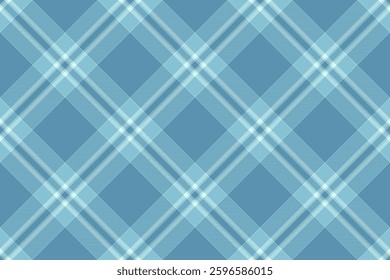 Part texture plaid pattern, curved textile fabric seamless. Scrapbook tartan background check vector in cyan and light colors palette.