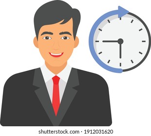 Part Time Employee Concept, Hrm Symbol On White Background, Gig Based Resource Sign, Non Permanent Staff Member, Visiting Faculty Vector Color Icon Design,  Business Character Stock Illustration