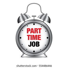 Part Time Job on retro alarm clock, vector illustration