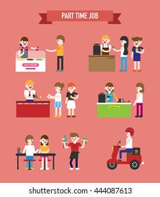 Part Time Job People Vector Illustration
