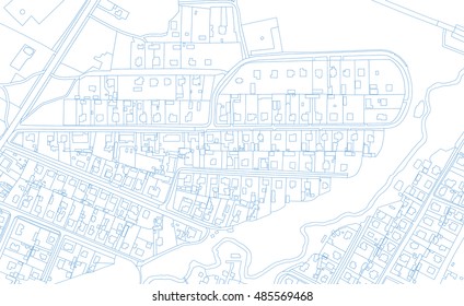 Part of urban plan of a town. Vector map.