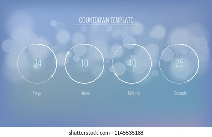 Part of the User interface Clock countdown template for application, Vector UI elements. Design of countdown timer for coming soon or under construction action.