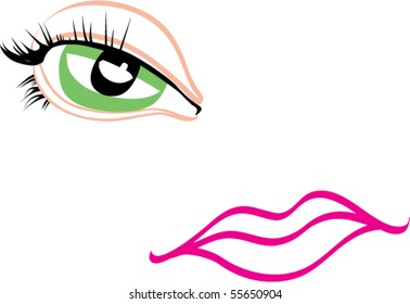 Part of woman face lips and eye