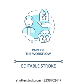 Part of workflow turquoise concept icon. Motivating customer service employees abstract idea thin line illustration. Isolated outline drawing. Editable stroke. Arial, Myriad Pro-Bold fonts used