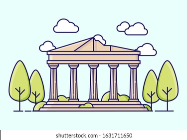 Parthenon (Acropolis of Athens) in Athena, Yunani Landmark Vector