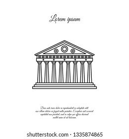 Parthenon In Athens Vector Line Icon, Sign, Symbol