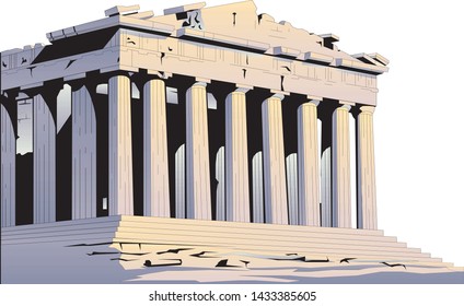 Parthenon Building Landmark Vector Illustration