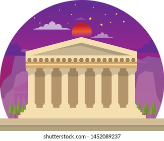 Parthenon Building Vector Illustration Design