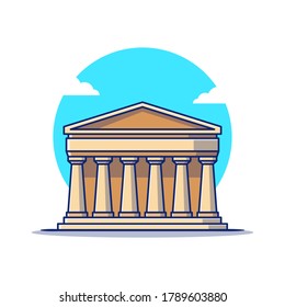 Parthenon Cartoon Vector Icon Illustration. Famous Building Traveling Icon Concept Isolated Premium Vector. Flat Cartoon Style