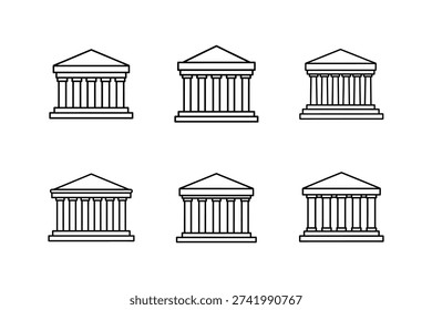 parthenon icon line art vector outline illustration isolated