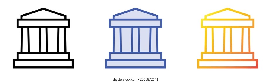 parthenon icon. Linear, Blue Fill and Gradient Style Design Isolated On White Background