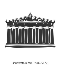 Parthenon Icon Silhouette Illustration. Greek Vector Graphic Pictogram Symbol Clip Art. Doodle Sketch Black Sign.