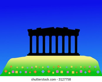 Partenón en la Acrópolis de Atenas en primavera
