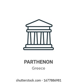 Parthenon outline vector icon. Thin line black parthenon icon, flat vector simple element illustration from editable greece concept isolated stroke on white background