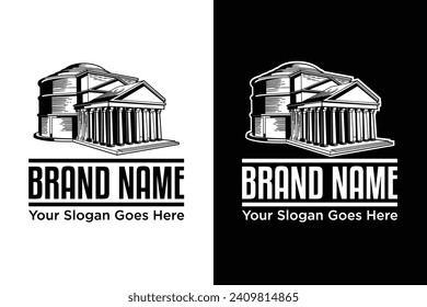  parthenon in rome italy illustration vector logo design