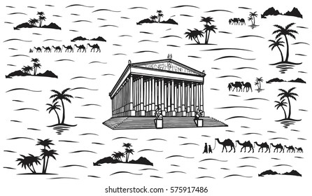 Parthenon rome world wonders icon vector illustration