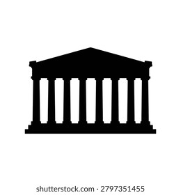Parthenon Structure Silhouette Icon for Classical Greek Architecture