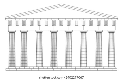 Parthenon temple at Acropolis Athens vector illustration. Architectural plan. Printing background for cards, brochures, advertisement.