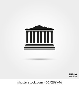 Parthenon Temple Ruins, Acropolis, Athens, Greece. EPS 10 Vector Icon.