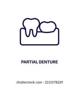 partial denture icon from dentist collection. Thin linear partial denture, denture, dental outline icon isolated on white background. Line vector partial denture sign, symbol for web and mobile