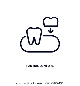 partial denture icon. Thin line partial denture icon from dental health collection. Editable partial denture symbol can be used web and mobile